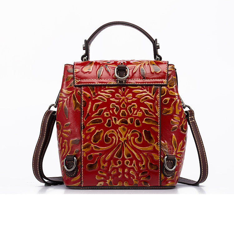 Sarah Express Embossed Leather Multi-Function Backpack Handbag