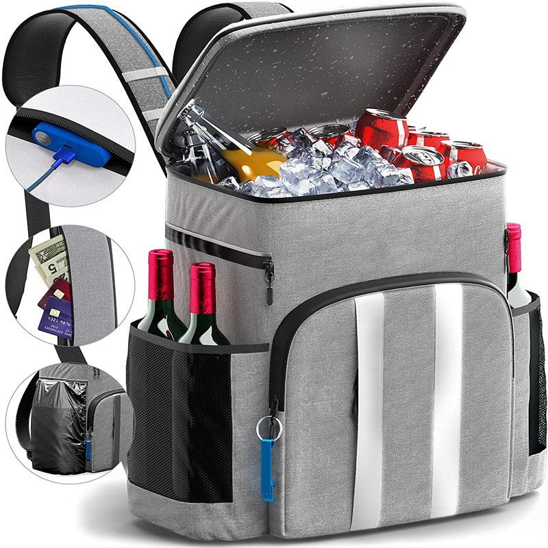 Sarah Express Insulated Large Capacity Picnic Cooler Backpack Grey