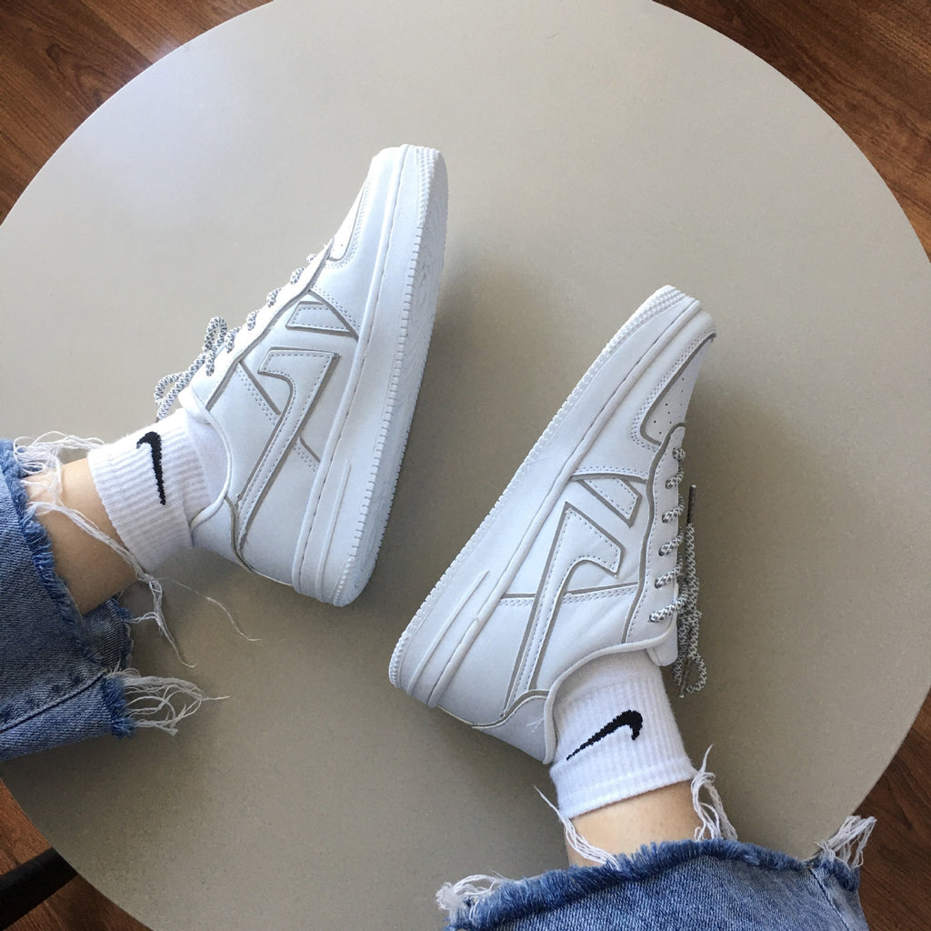 Sarah Express Reflective White Low Top Lace-Up Sneakers