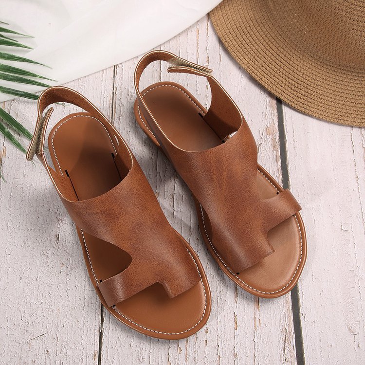 Sarah Express Unisex Velcro Flat Sandals Brown