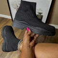 Sarah Express Platform Sock Boots Chunky Mesh Ankle Black