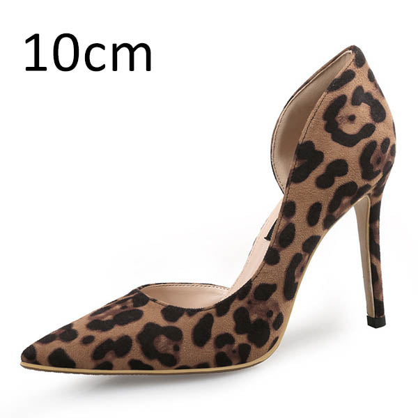 Sarah Express Leopard Print Pointed Toe Stiletto Heels Side space 10cm