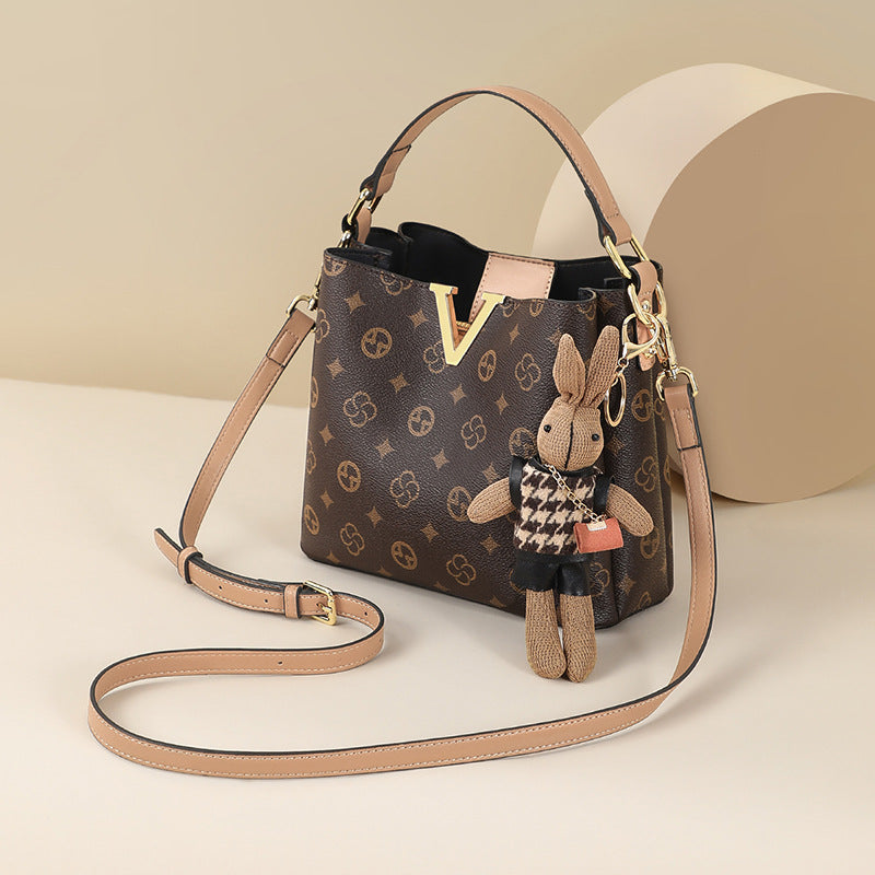 Sarah Express Printed Bucket Shoulder Bag with Charm