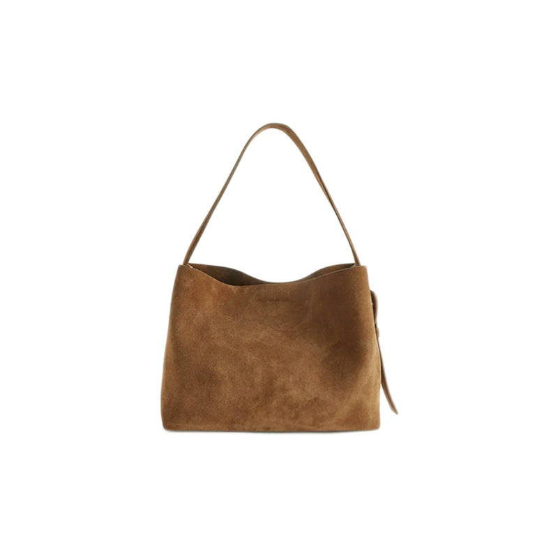 Sarah Express Vintage Leather Commuter Shoulder Bag Dark Brown Across