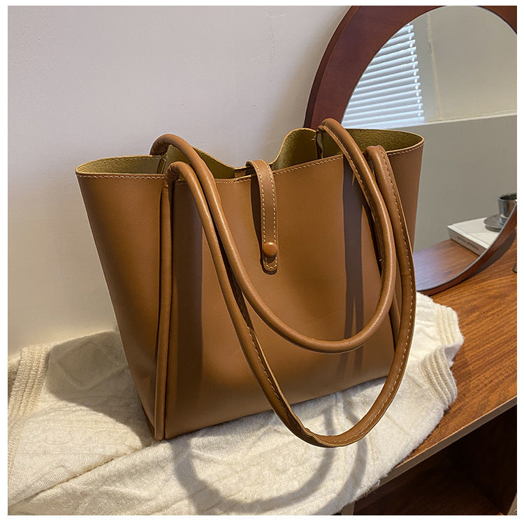 Sarah Express Solid Color Tote Bag With Wallet Khaki