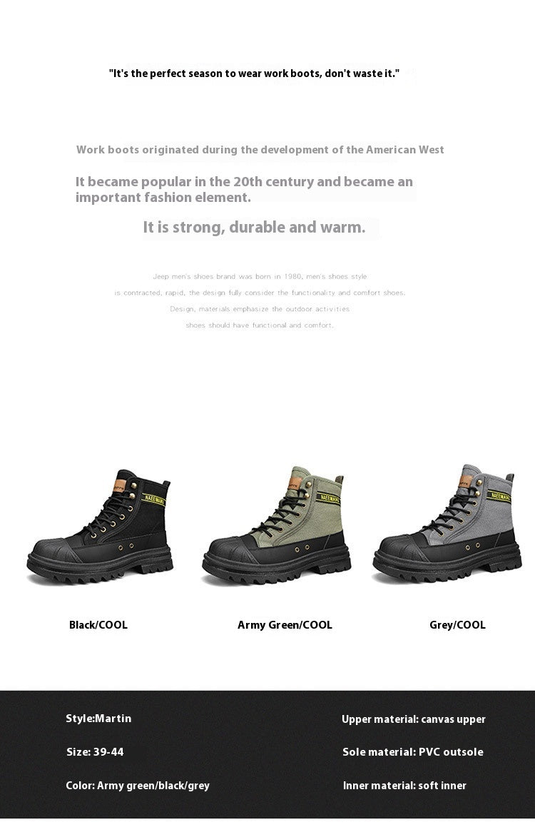 Sarah Express Canvas Casual Lace-Up Work Boots