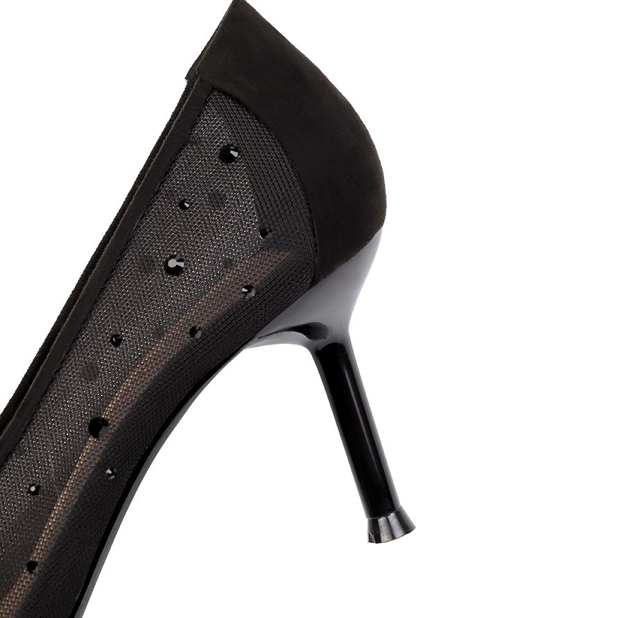 Sarah Express Pointed Toe Rhinestone Mesh Stiletto Heels