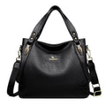 Sarah Express Elegant High-Capacity PU Leather Tote Bag Black 33X12X28