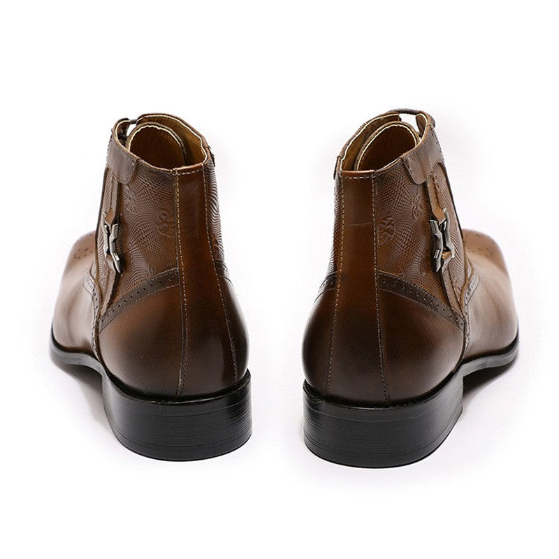 Sarah Express Men's Pointed Toe Lace-Up Leather Boots