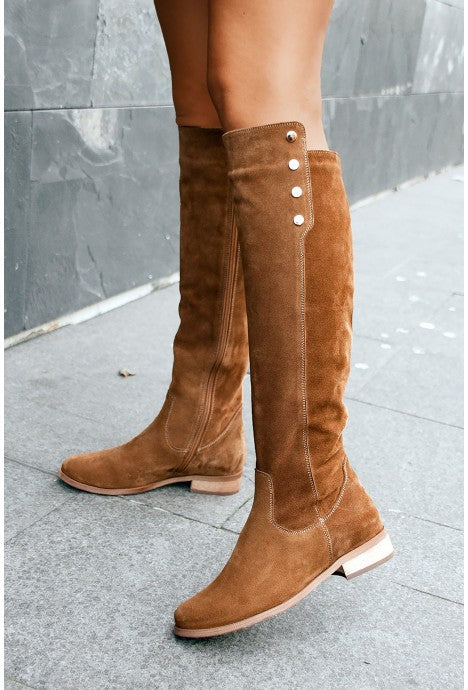 Sarah Express Women's Over-The-Knee Suede Boots Brown