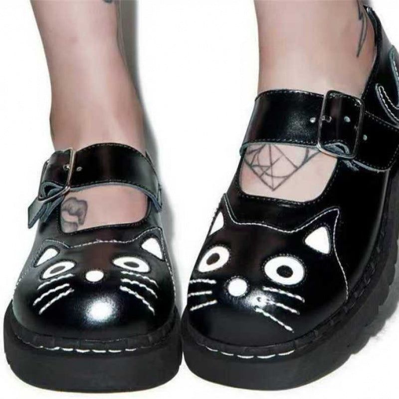 Sarah Express Cat-Theme Velcro Platform Sneakers
