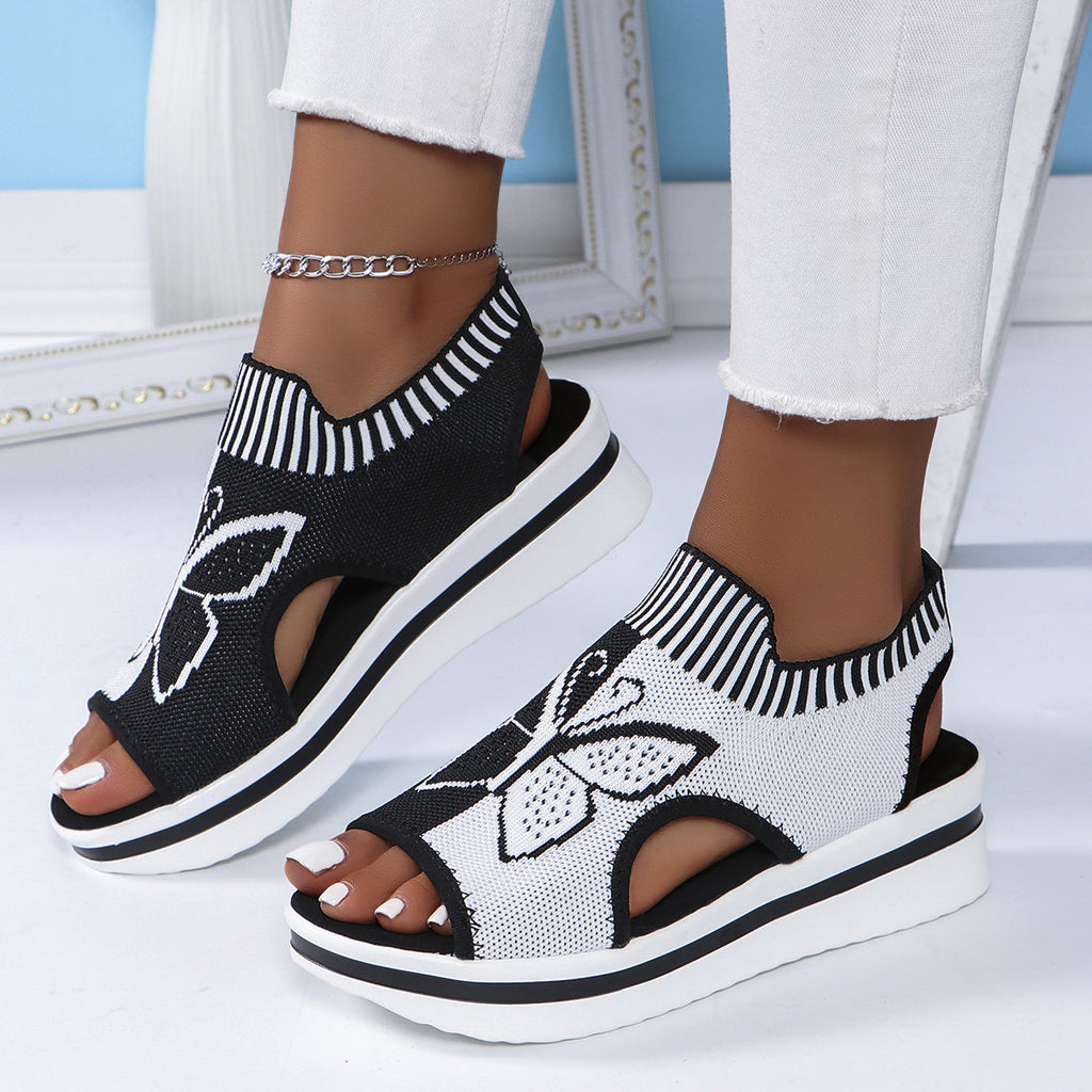 Sarah Express Butterfly Print Breathable Platform Sandals
