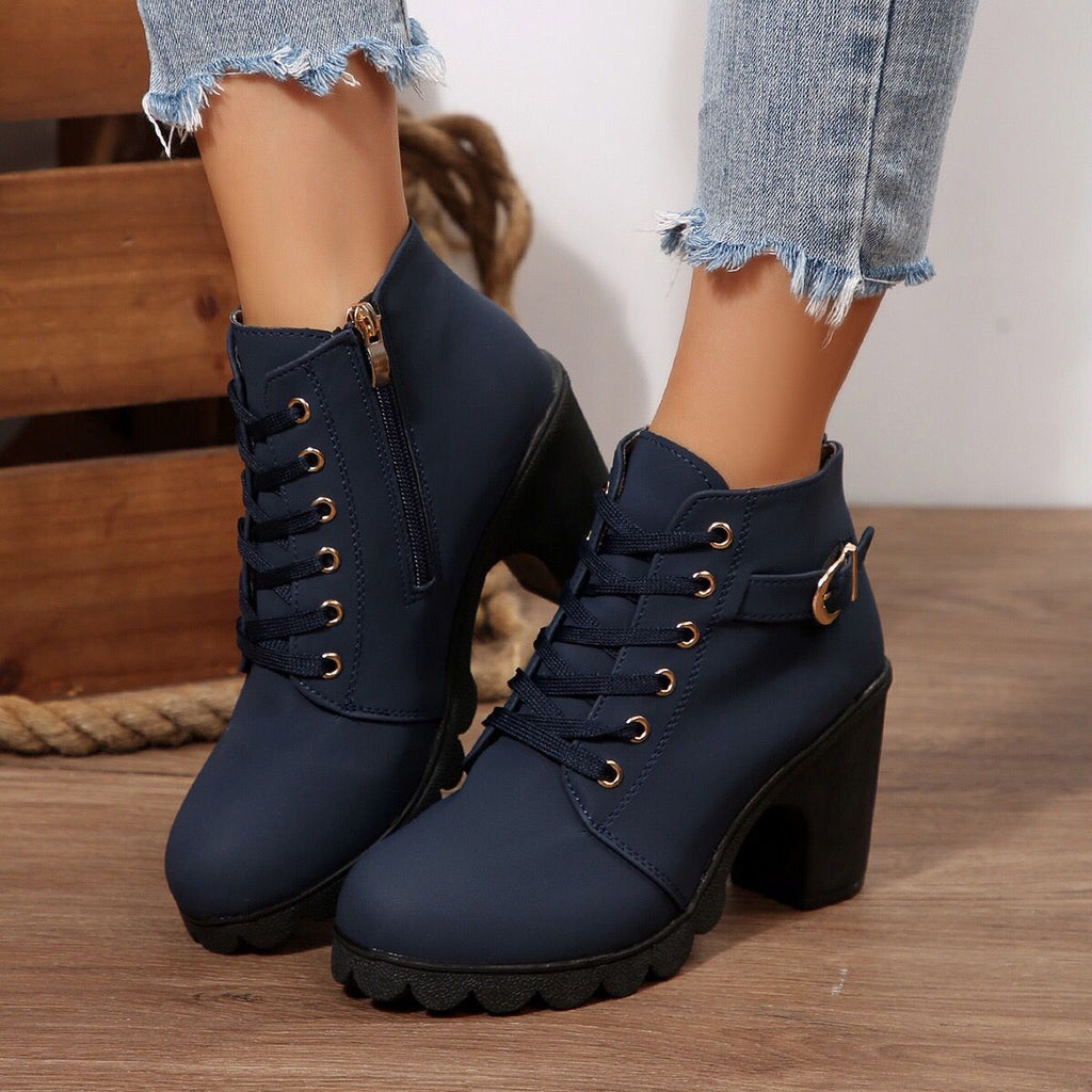 Sarah Express Women's Cross-Tie Chunky-Heel Ankle Boots