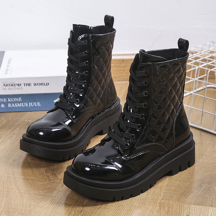Quilted Platform Lace-up Ankle Boots – lace-up detail alternate view 8