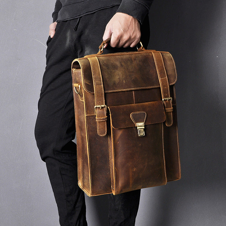 Sarah Express Genuine Leather Men's Structured Backpack