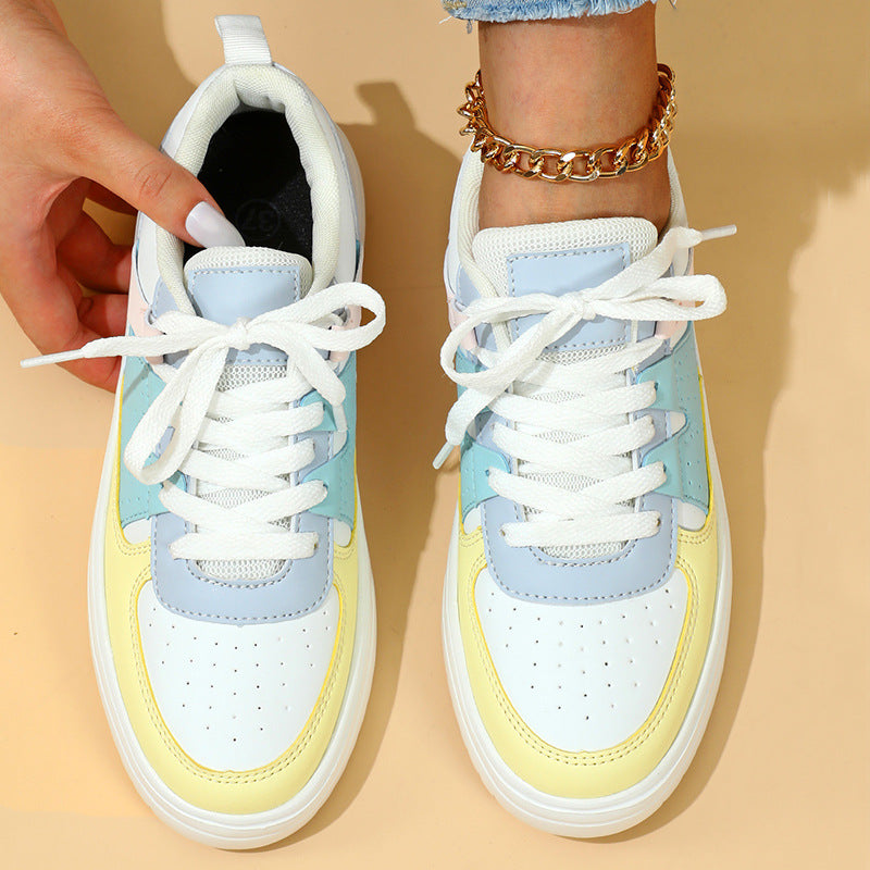 Sarah Express Colorblock Lace-Up Casual Platform Flats