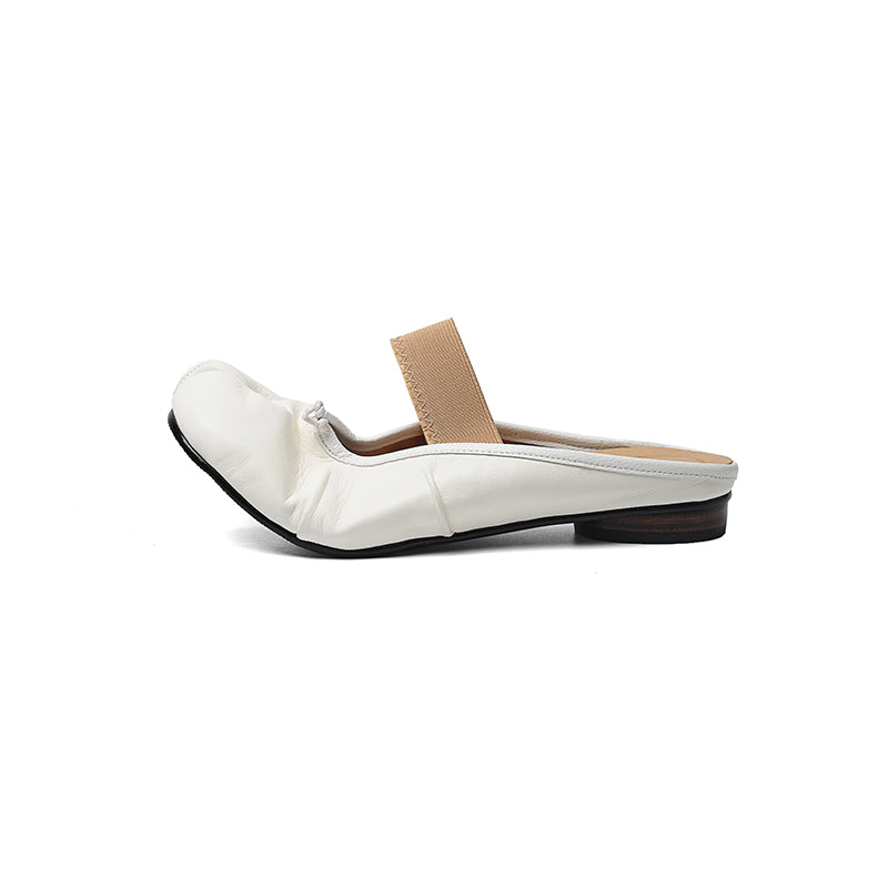 Sarah Express Split-Toe Tabi Leather Flat Mules OffWhite