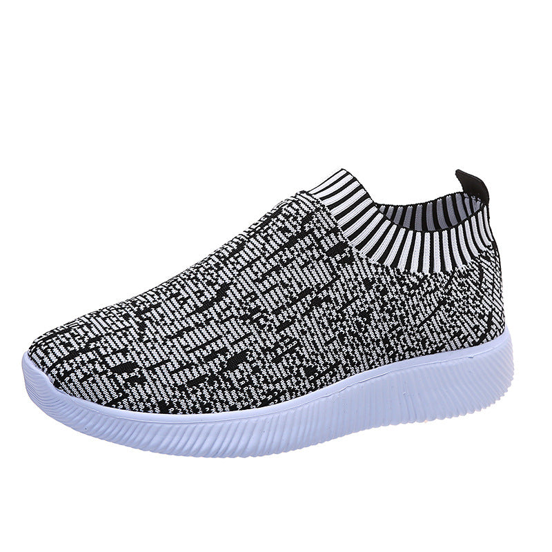 Sarah Express Unisex Stripe Knit Sock Sneakers White