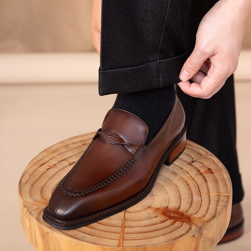 Sarah Express Men's Square Toe Leather Loafers