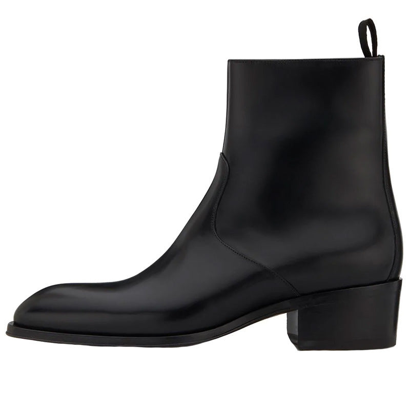 Sarah Express Leather Pointed Toe Side Zipper Boots