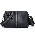 Sarah Express Leather Crossbody Bag with Striped Strap Black