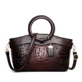 Sarah Express Structured Croc-Embossed Top Handle Handbag Brown 31X 21X 13cm