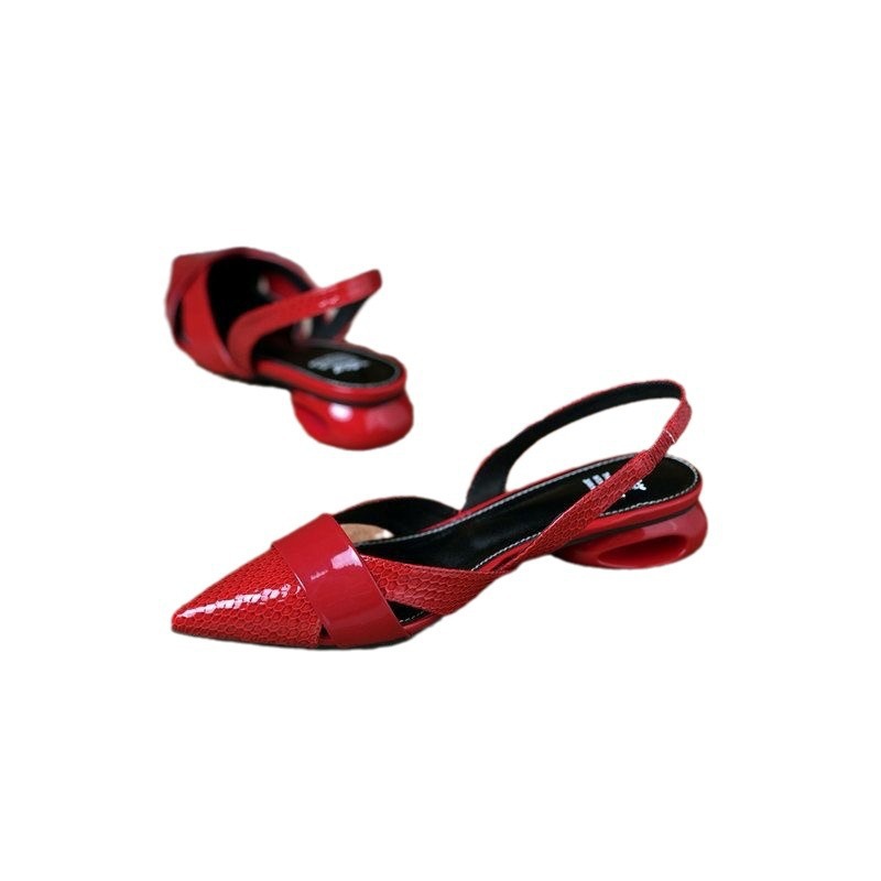 Sarah Express Patent Leather Cutout Pointed Toe Sandals