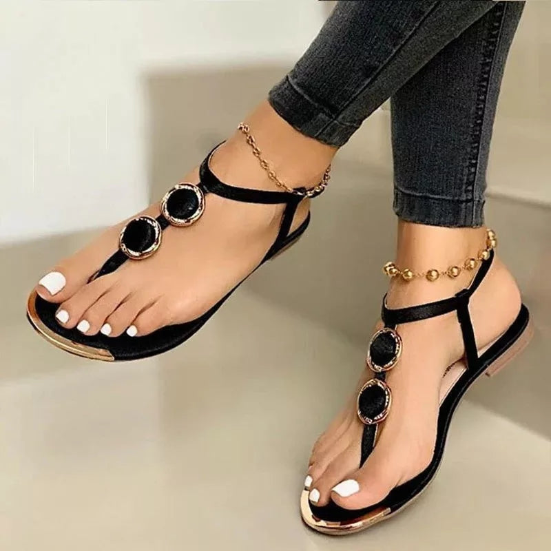 Sarah Express Women's Buckle Strap Flat Beach Sandals
