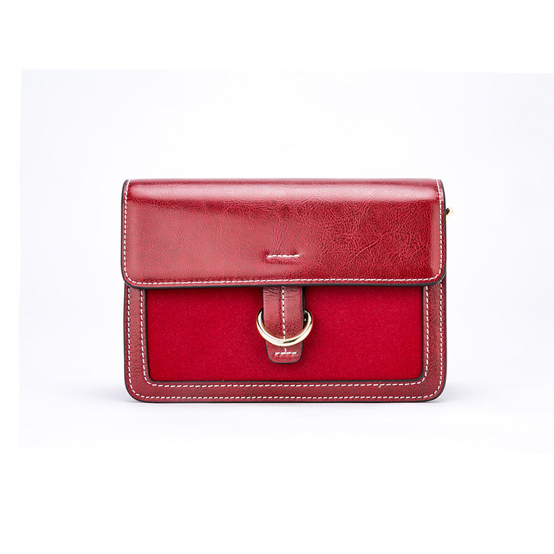 Sarah Express Cowhide Crossbody Bag with Patterned Strap