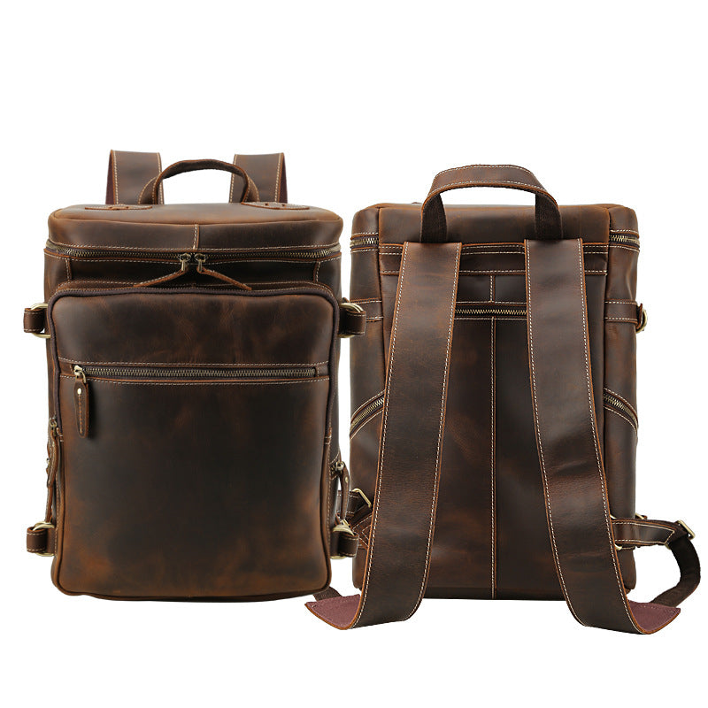 Sarah Express Structured Brown Leather Commuter Backpack
