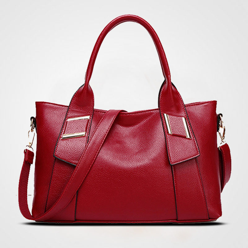 Sarah Express Embossed Satchel Handbag with Shoulder Strap Red