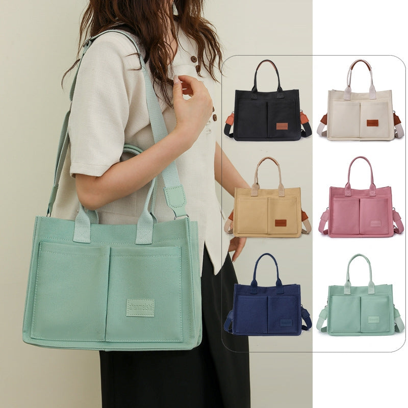 Sarah Express Canvas Multi-Pocket Tote and Crossbody Bag