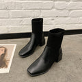 Sarah Express Square Toe Thick Heel Sock Boots Black upgrade