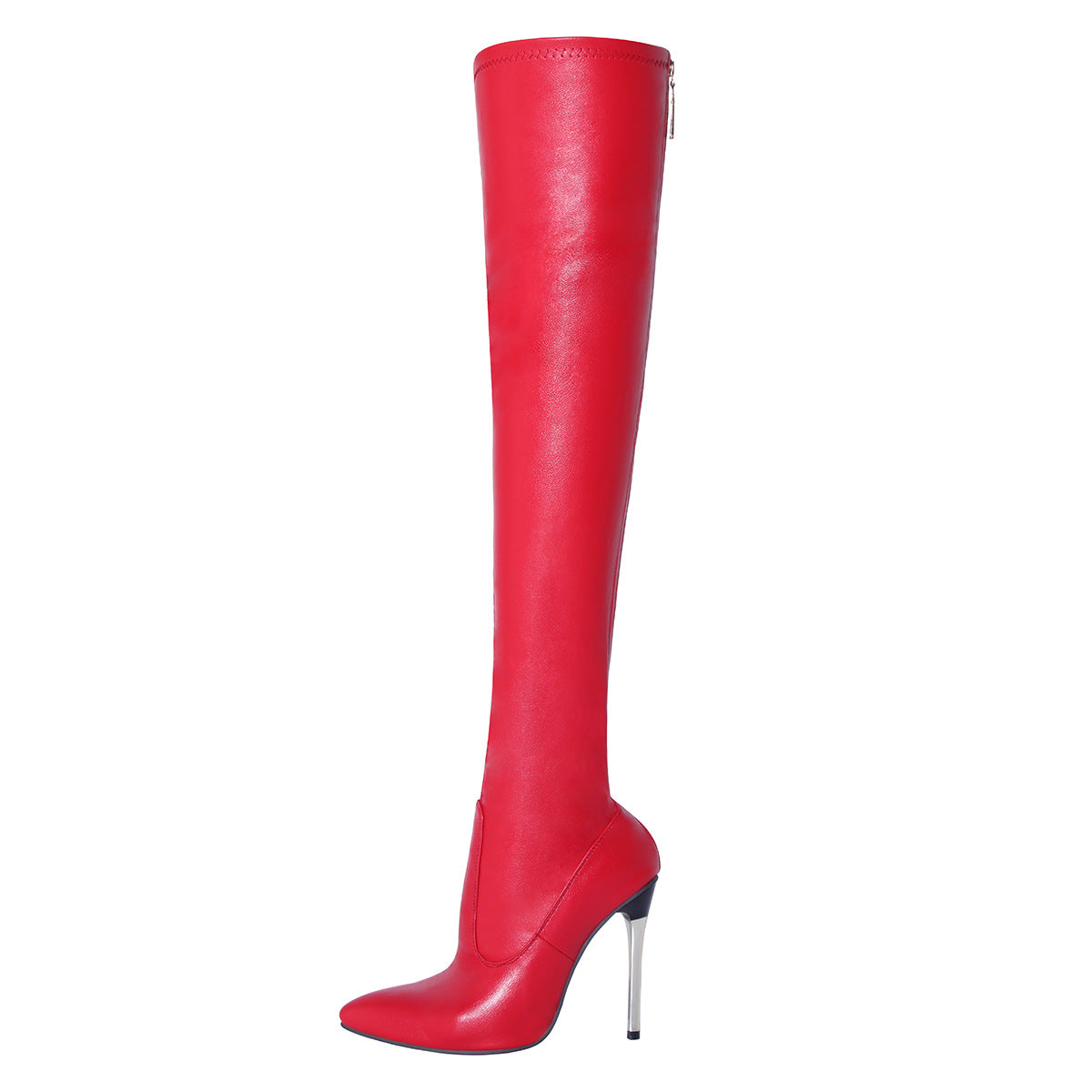 Sarah Express Overknee Stiletto Boots with Back Zipper Red