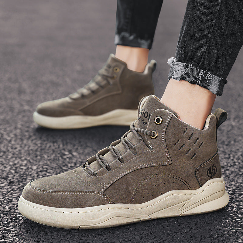 Sarah Express High Top Casual Board Shoes M135 Khaki Not Fleece Lined