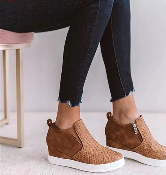 Sarah Express Side Zip Casual Wedge Boots