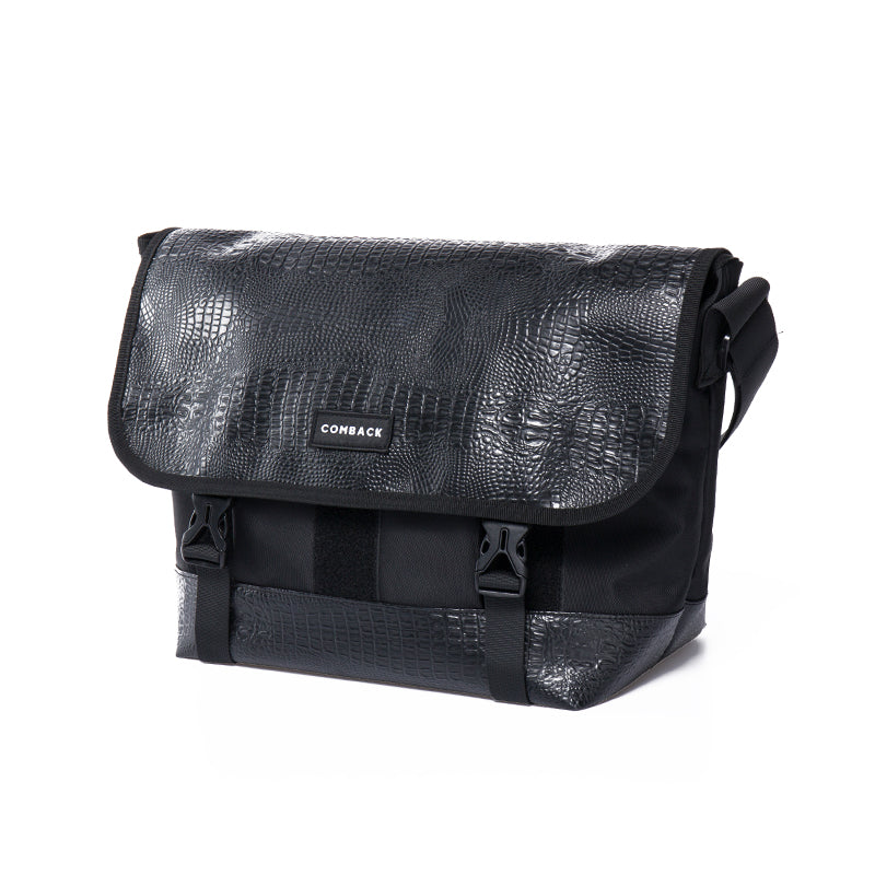 Sarah Express Black Crocodile Pattern Messenger Bag Black