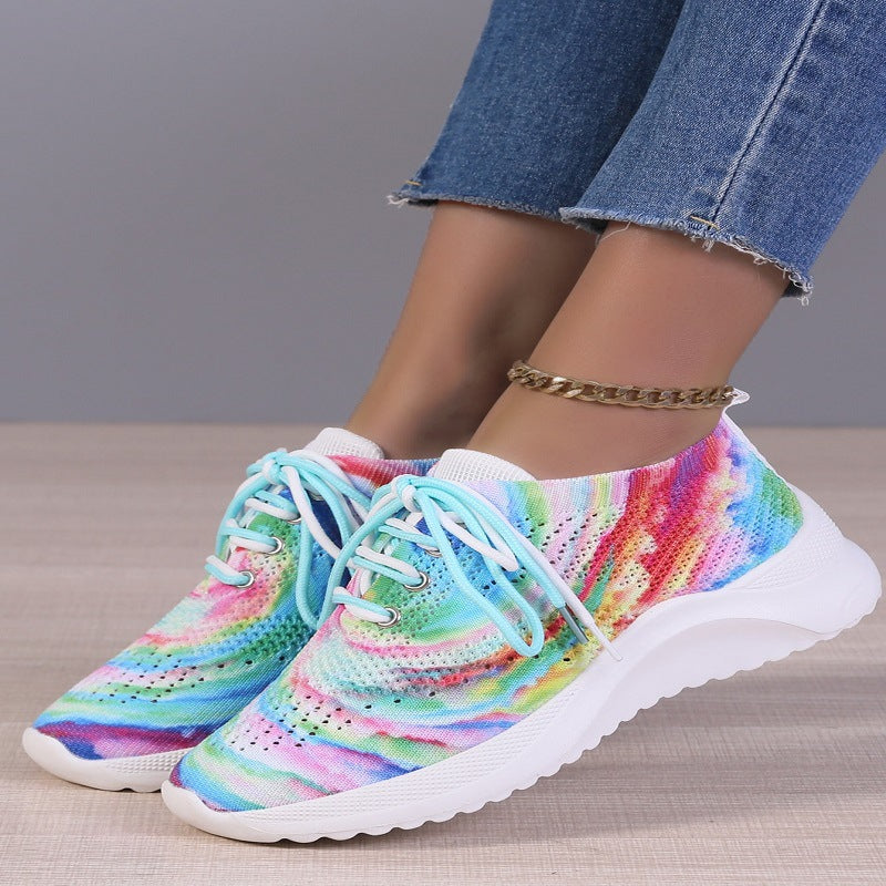Sarah Express Colorful Graffiti Print Women's Sneakers Green