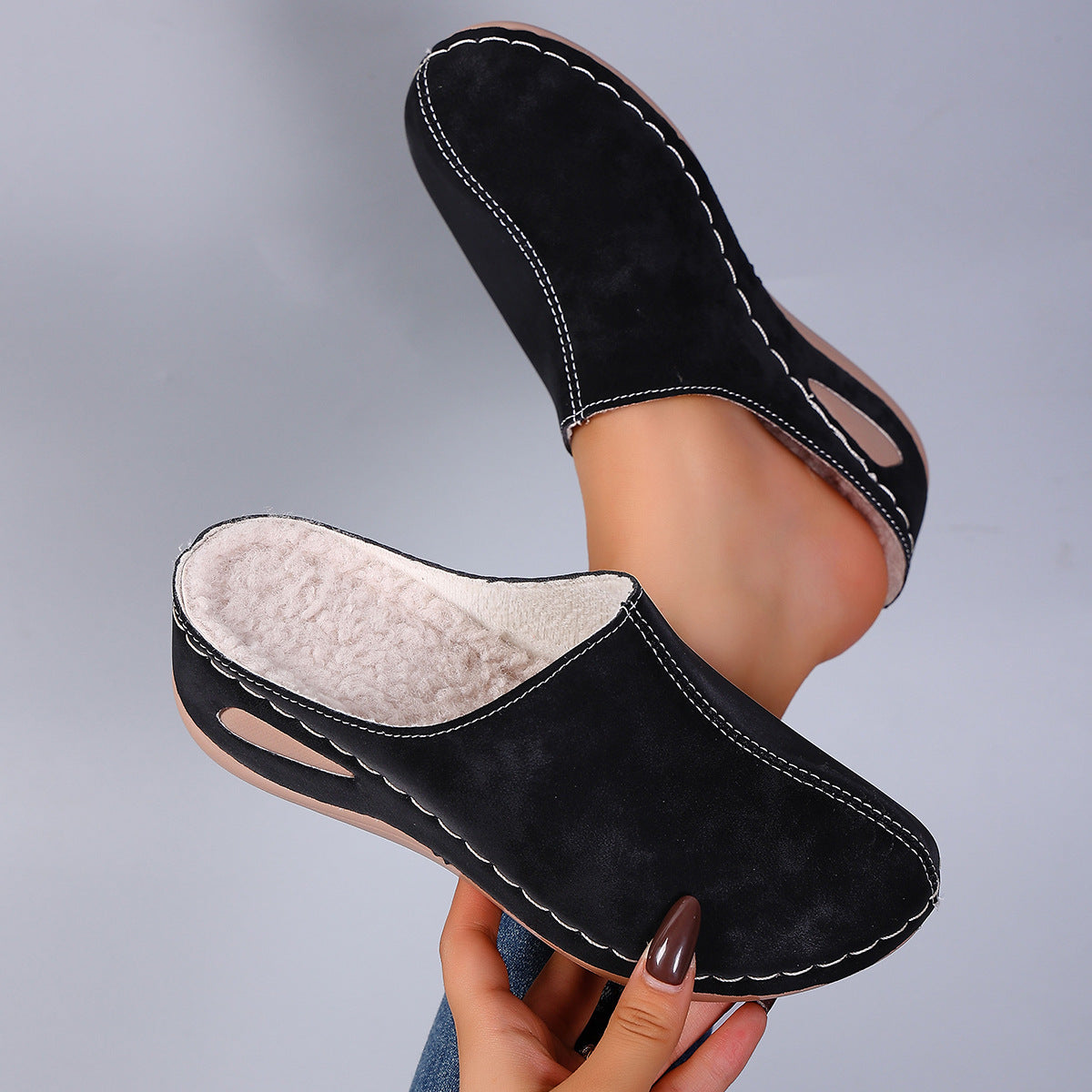 Sarah Express Fleece Lined Wedge Slippers