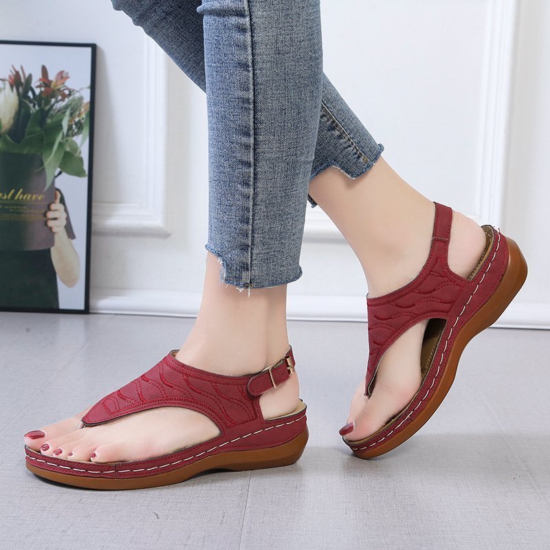 Sarah Express Casual Wedge Heel Buckle Strap Sandals
