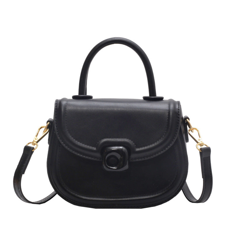 Sarah Express Minimalist Round PU Leather Crossbody Bag Black