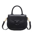 Sarah Express Minimalist Round PU Leather Crossbody Bag Black