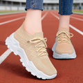 Sarah Express Women's Height Increasing Flyknit Dad Sneakers Khaki