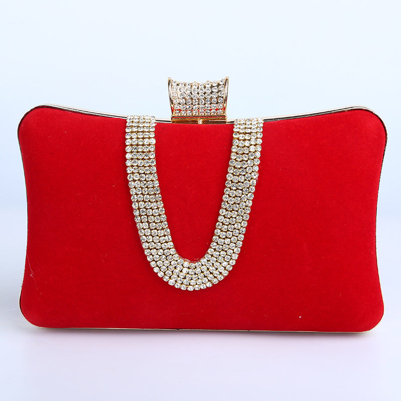 Sarah Express Velvet Diamond Embellished Evening Clutch Bag Red 20cm6cm12cm