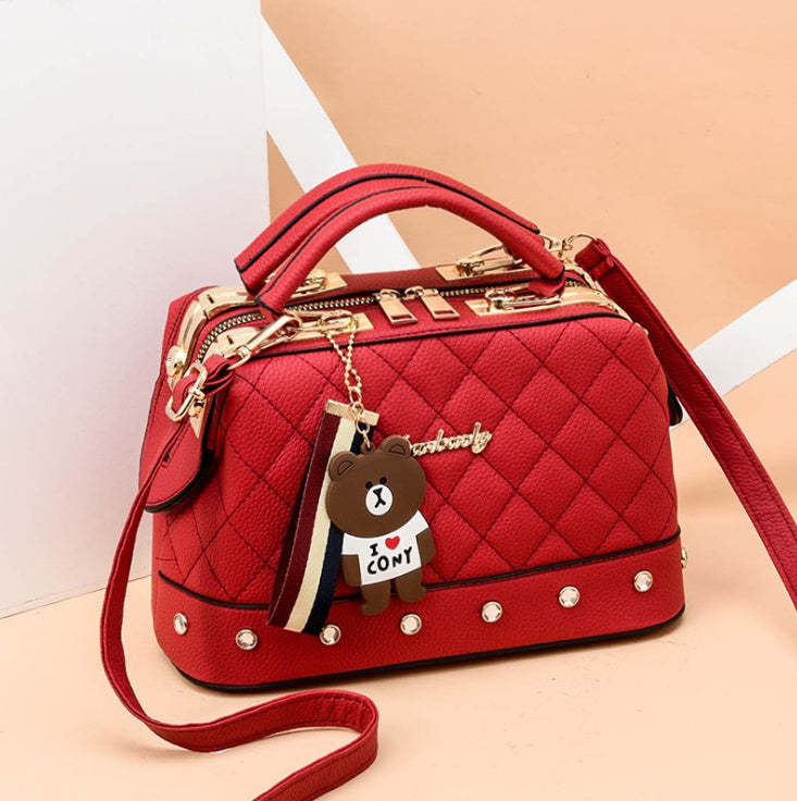 Sarah Express Quilted Small Square Shoulder Bag Big Red