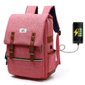Sarah Express Vintage Canvas Laptop Backpack USB Charging Watermelon Red