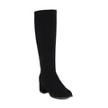 Sarah Express Women's Retro Suede Chunky Mid-Heel Boots Black