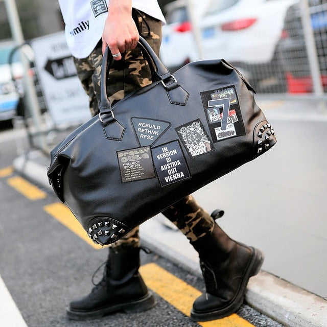 Sarah Express Patchwork Leather Duffle Gym Bag