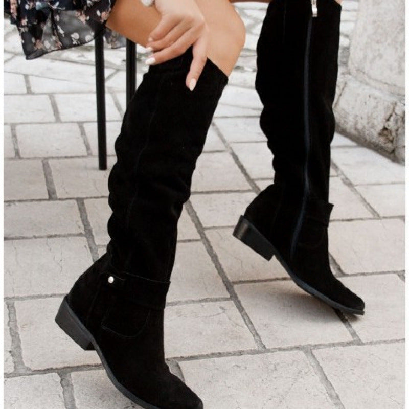 Sarah Express Premium Suede Over-the-Knee Side Zip Boots