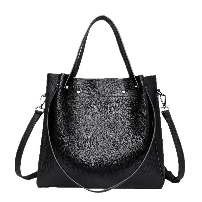 Sarah Express Genuine Leather Bucket Tote Bag